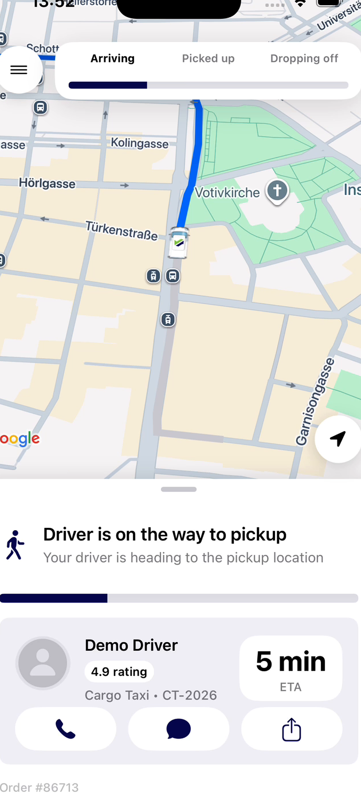 Cargo Taxi Live-Tracking Dashboard